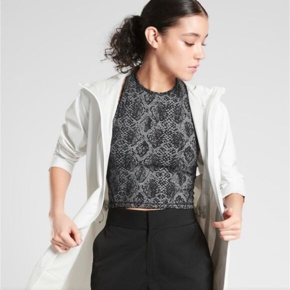 Athleta Shanti Viper Reflective Midi Crop Tank Black Snake Print Size Medium - Picture 2 of 13